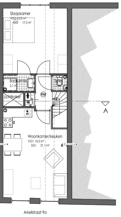 Plattegrond Arkelstraat 9